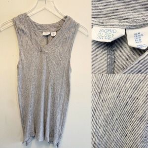 Sigrid Olsen 100% Linen Sleeveless Heather Blue Blouse Top Shirt Medium